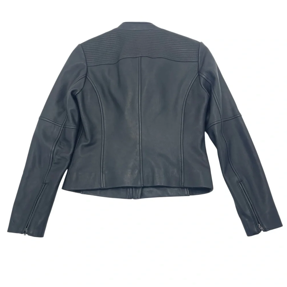 Reiss Lambskin Leather Jacket Medium Black - Picture 10 of 16